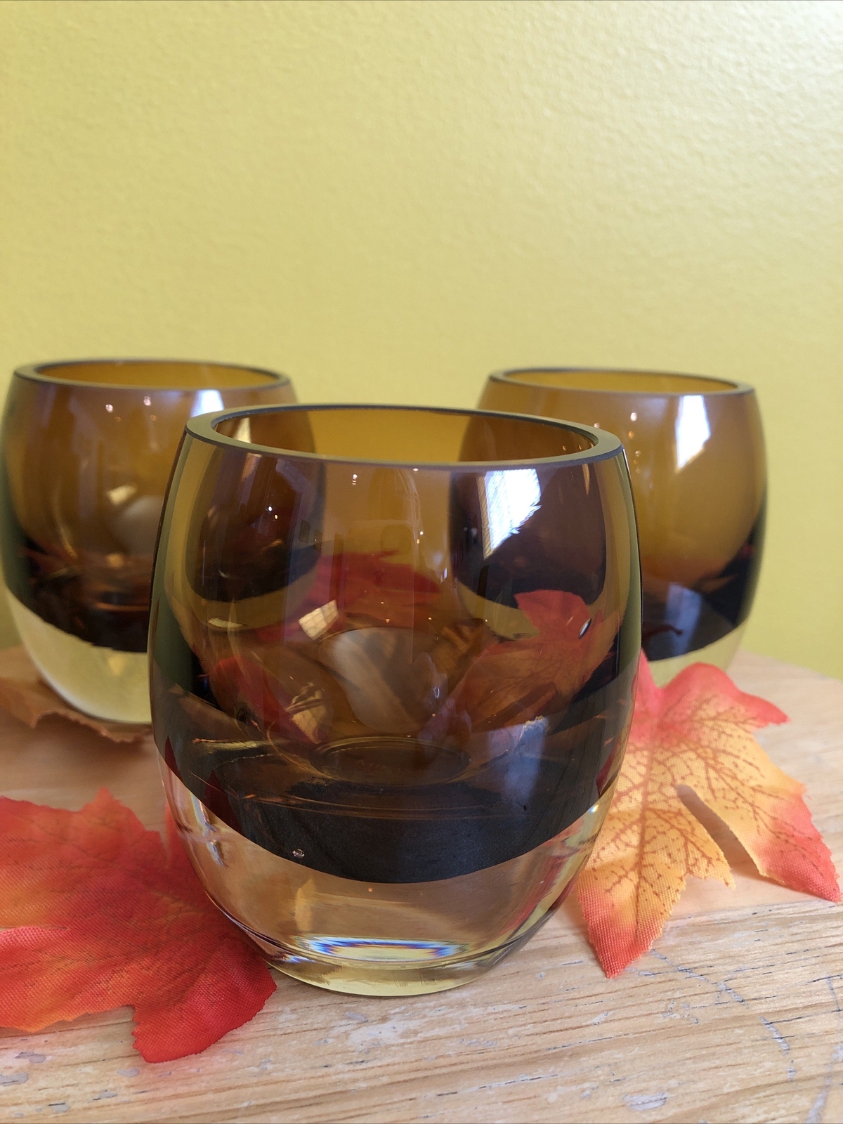 Mikasa Amber Clear Glass Solaris 3&rdquo; Votive Tealight Candle Holders Set Of 3
