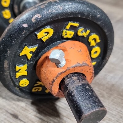 Lot Haltères Vintage Gold's Gym - Chromé - 1 Barre Et 2 Poids De 3 Lb