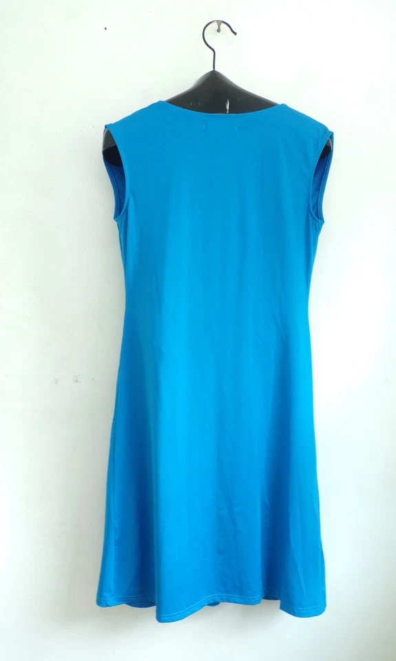 Vestido EVER PRETTY Azul Brillante Negro Con Cuentas Hasta la Rodilla Sin Mangas Nuevo con Etiquetas Talla 8 Foto 4 de 4