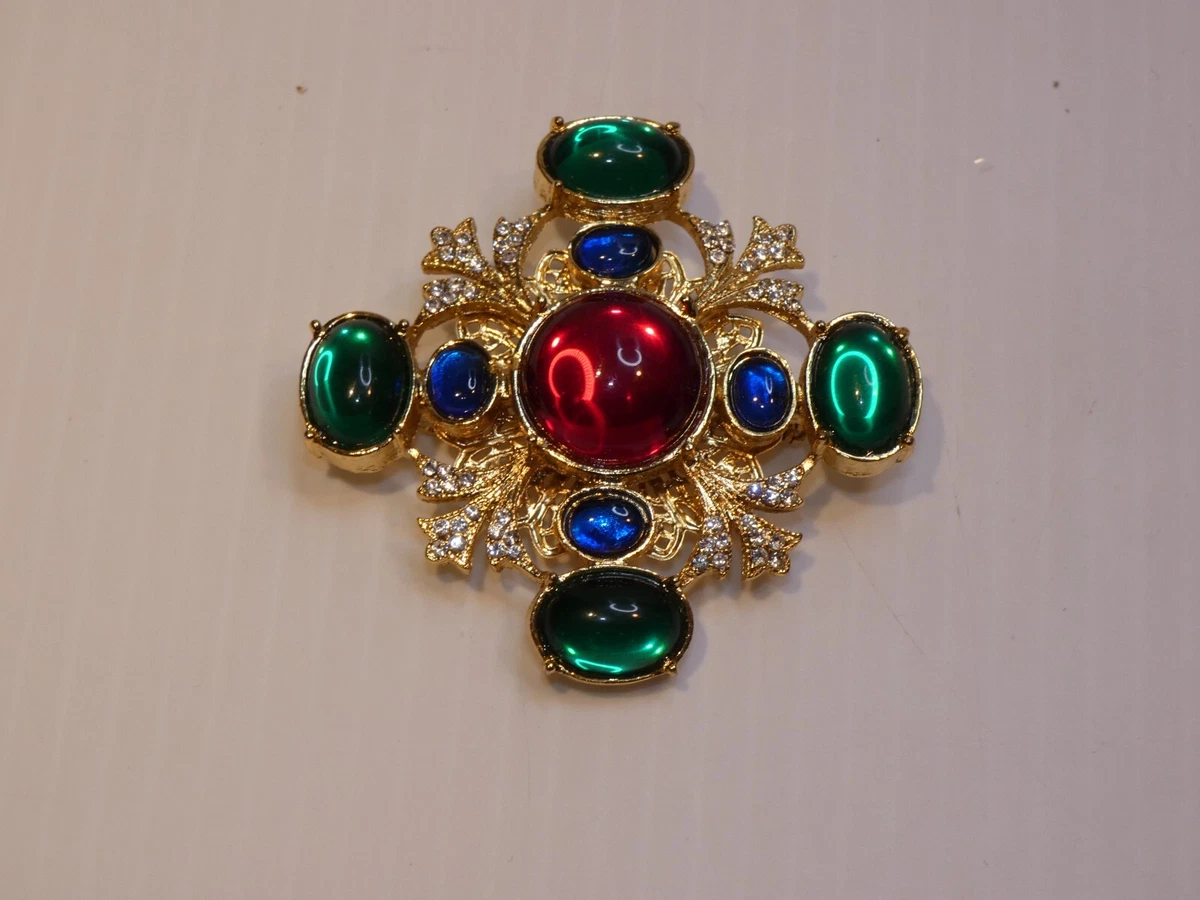 Graziano Brooch Gold Tone and Multicolor Faux Stones eBay