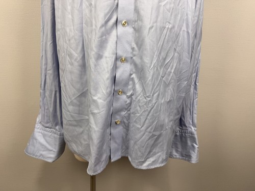 Camicia elegante classica formale ETON Ganghester blu tinta unita 100% cotone taglia 46 - Foto 3 di 23