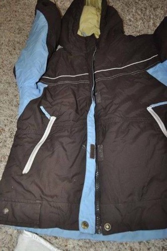 Boys Jacket Winter Columbia Blue Brown Hooded Water Res Snow Ski -size 14/16 - Picture 10 of 12
