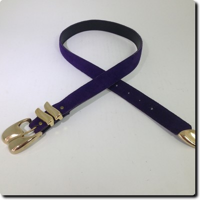 Vintage Axcess Purple Suede Leather Belt Gold Toned 