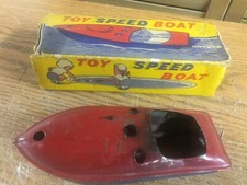 Vintage Tin Toy Speed Boat In Box