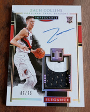 2017 Impeccable Zach Collins Auto RC/25 Jersey Patch Silver Rookie Autograph SP