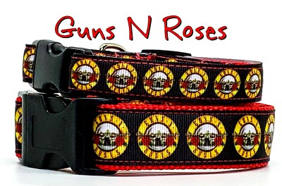 Guns N Roses dog collar handmade adjustable buckle collar 1''or 5/8''wide or leash