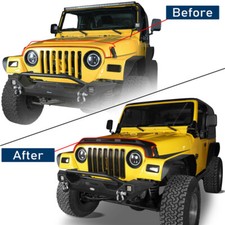 For 1997-2006 Jeep Wrangler Tj Hood Protector Stone Guard W 3 Amber Led Light For 1997-2006 Jeep Wrangler Tj Hood Protector Stone Guard W 3 Amber Led Light
