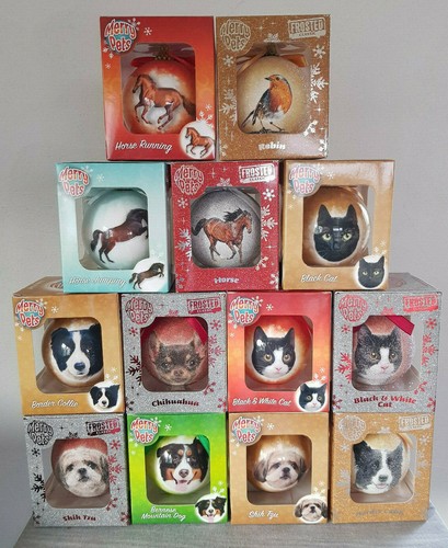 Weihnachtskugel Baumkugel Christbaum Deko Pferd Hund Katze Vogel Tier