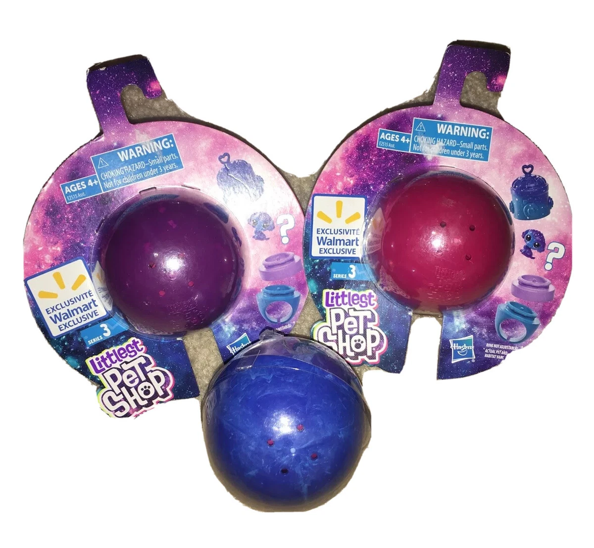 3 LPS Littlest Pet Shop Wal Mart Exclusive Set of 3 Sealed Mystery Balls READ