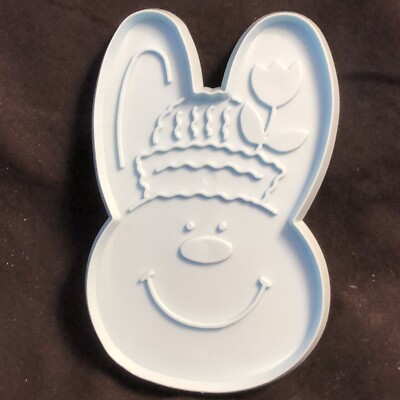VTG 4'' Hallmark Cookie Cutter Mold Easter Bunny Rabbit Spring Tulip Happy Blue 
