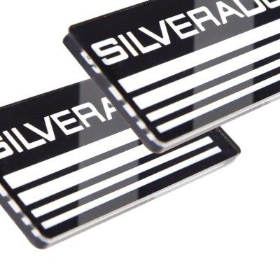 2PCS For SILVERADO EMBLEM 1988-98 SIDE BODY PILLAR CAB PICKUP TRUCK BADGES BLACK