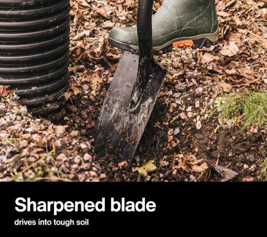 57.29" Digging Spade Shovel Heavy Duty Welded Steel, Long Handle, Powder Coated