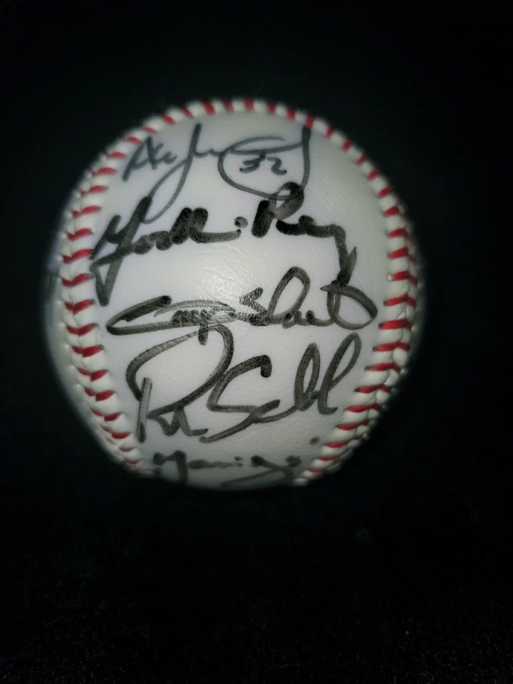 Logotipo firmado de los Marlins de Florida béisbol varios autógrafos Sheffield Fernández Nenn Foto 3 de 4