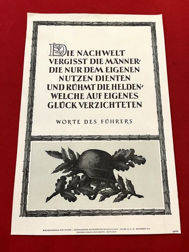 German message Third Reich WW2 WWII Military Poster Print