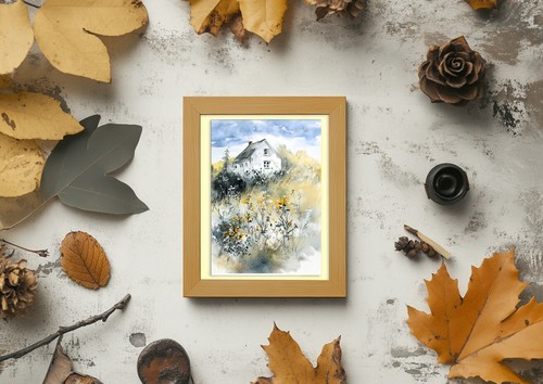 Peaceful Country Home 12"x8" Print on Matte Paper | Rustic Landscape Artwork - Picture 11 of 18