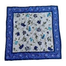 Echo Silk Scarf Flowers Wildflowers Blue Navy Polished Luxury Beautiful Wedding