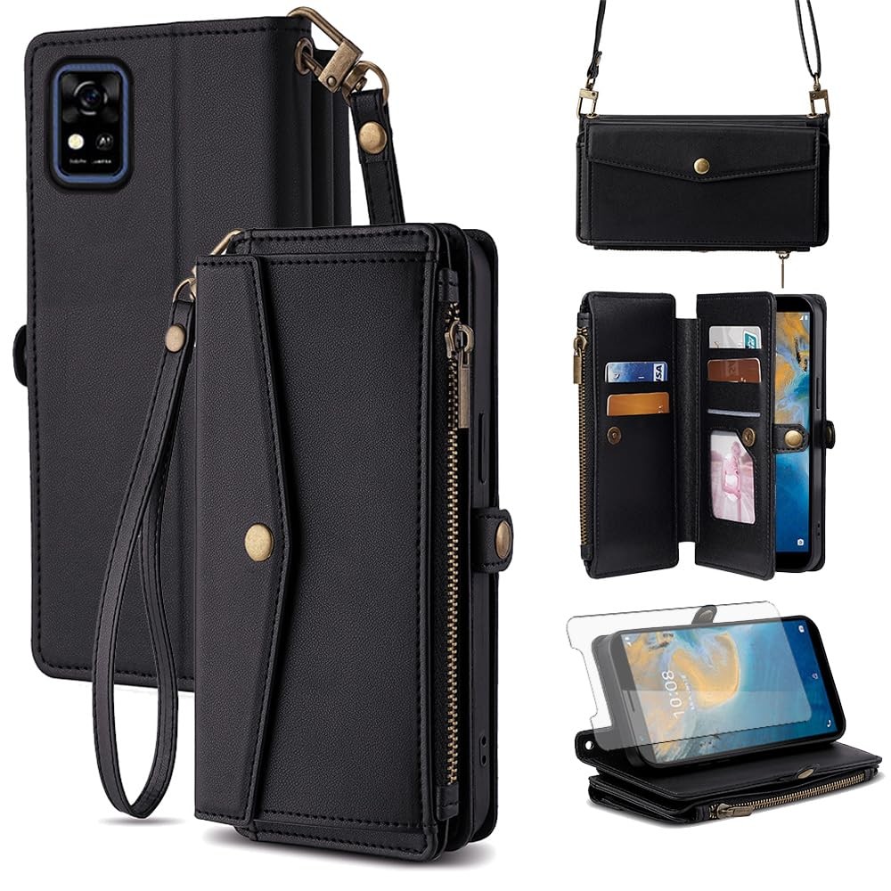 ZTE Blade A31 Avid 589 Z5158 Wallet Phone Case with Screen Protector & Card Slots