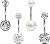 Bauchnabelpiercing 14G Chirurgenstahl CZ Perle Diamant Variabel GrößEn Damen Her