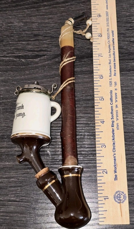 Tyrolean Ulmer Smoking Pipe  Lidded Ceramic Porcelain Bowl  GERMANY 