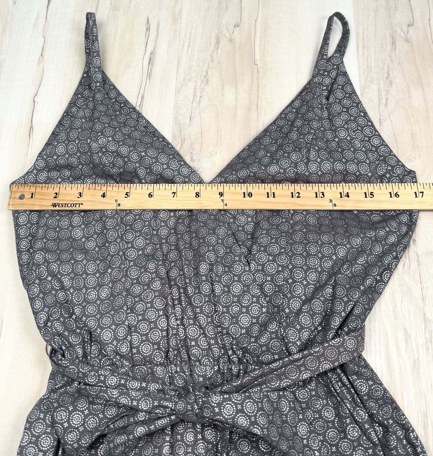 Womens SMALL Slate Gray Circle Pattern Belted ROM… - image 3