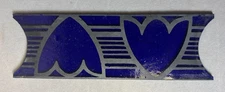 S15 Antique Vtg 6"x2" Orig Cobalt Blue Tulip Floral Hearts Stained Glass Tiles