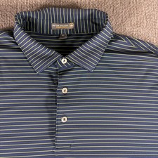 Peter Millar Summer Comfort Polo Shirt Mens XL Blue Striped Short Sleeve Golf