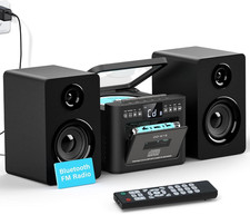 Tragbare Stereoanlage CD Kassettenradio Greadio Bluetooth FM USB AUX - Schwarz