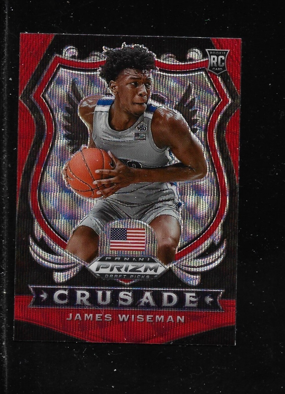 2020-21-Panini Prizm-James Wiseman-# 82-Rookie-Red Wave-Memphis Tigers-NM