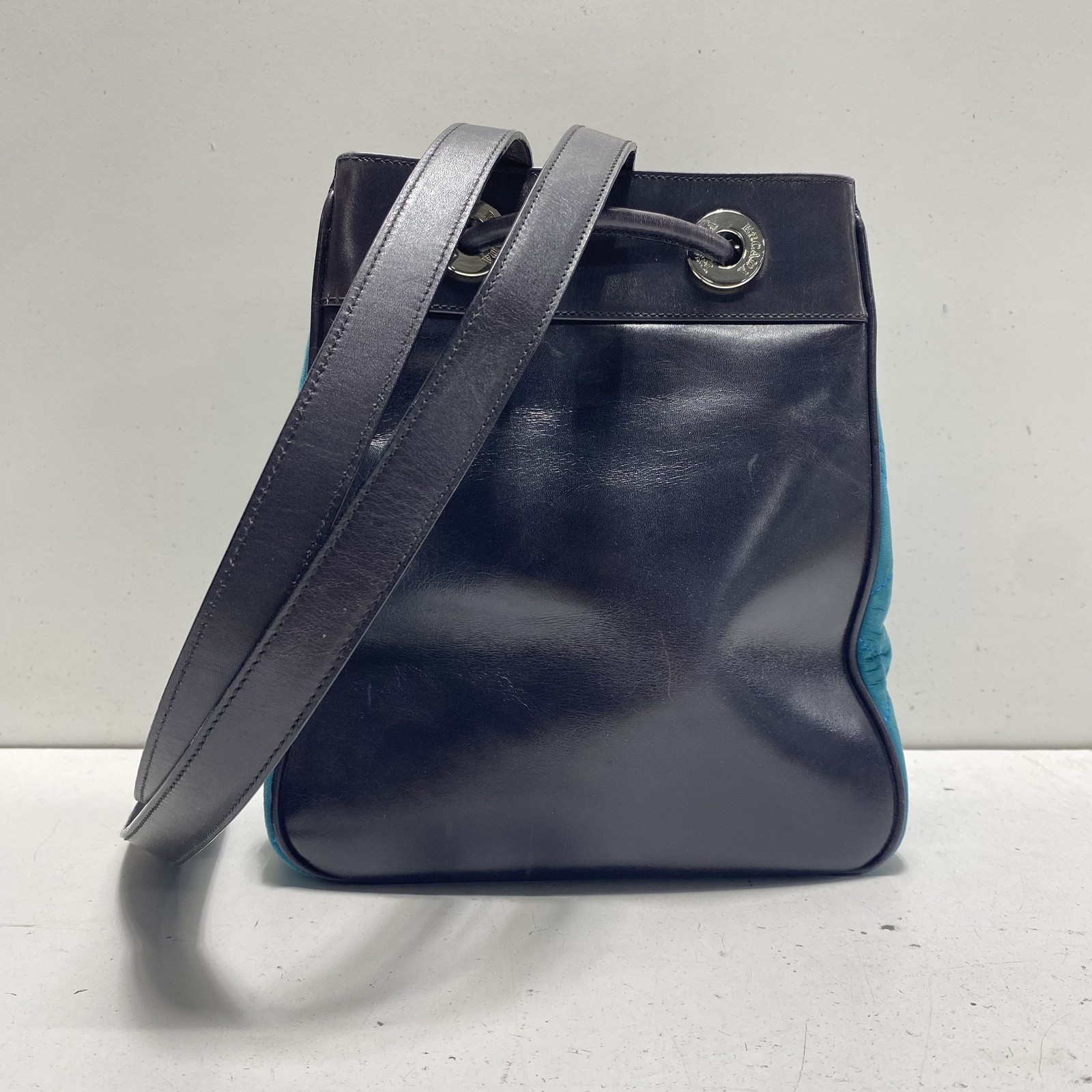 Escada Black Leather Drawstring Bag - image 2