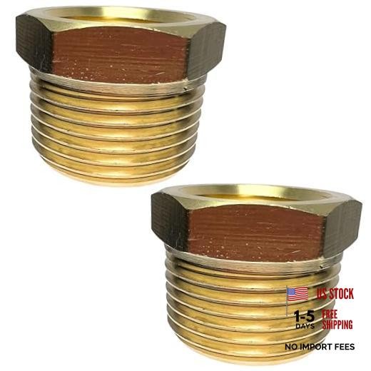 2PCS 3/4" x 1/2" Brass Reducer Hex Bushing by   3/4" NPT Male x 1/2" NPT Female