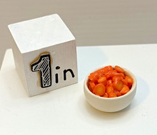 White Bowl of Carrots Handcrafted Artisan Dollhouse 1:12 Miniature