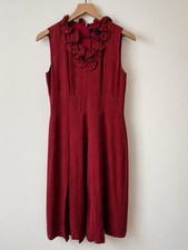 Marc Jacobs Size 2 Red Sleeveless Ruffle Neck Fit & Flare Midi Dress