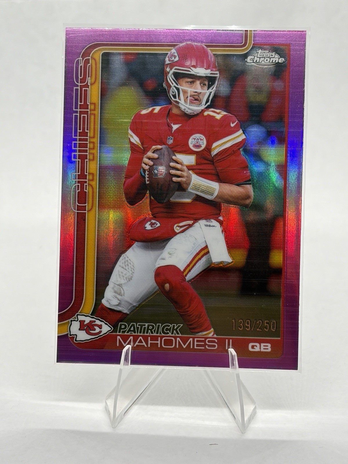 2025 Topps Chrome Patrick Mahomes Pink Refractor /250 Chiefs