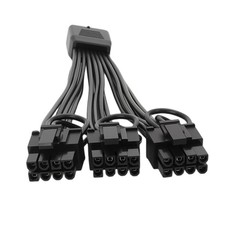 Video Card Power Cable, 16 Pin to 3 x 8 Pin for Desktop PC Use