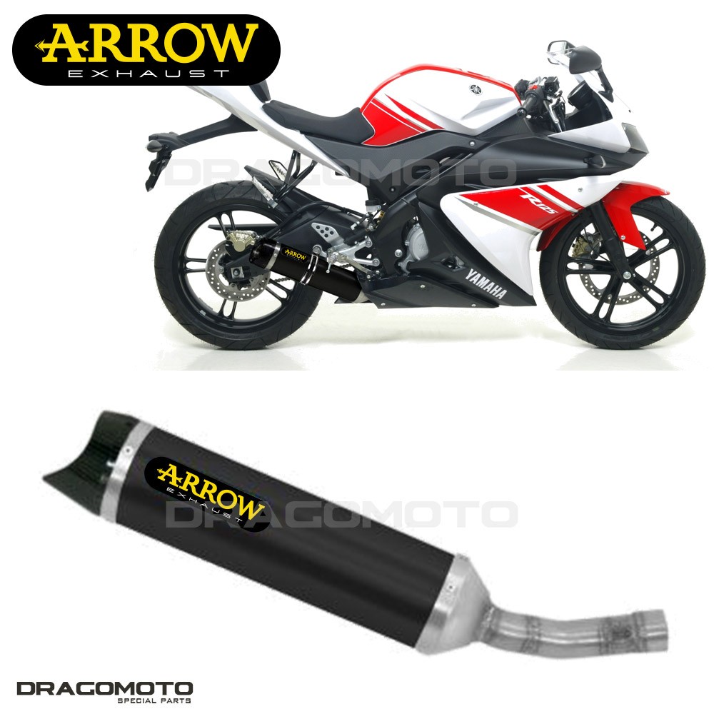 Silencieux YAMAHA YZF R125 ARROW pot échappement alu noir Thunder 2008 2009 moto 125