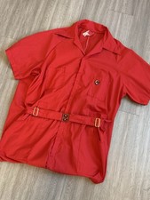 Vintage Size XL 1950s Wolf Of Waco Mechanic Coverall Red Workwear Pants Overalls