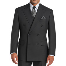 VINCI Men's Heather Gray Double-Breasted Suit w/ Adjustable Waist, Reg-Fit - NEW