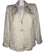 Vintage Night Studio NY Rhinestone Trim Blazer Jacket Size 12 Retro Glam