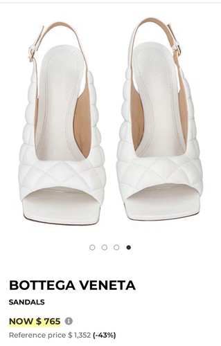 Bottega Veneta Lido Padded Heeled Sandals White Nappa Leather Size 39 New