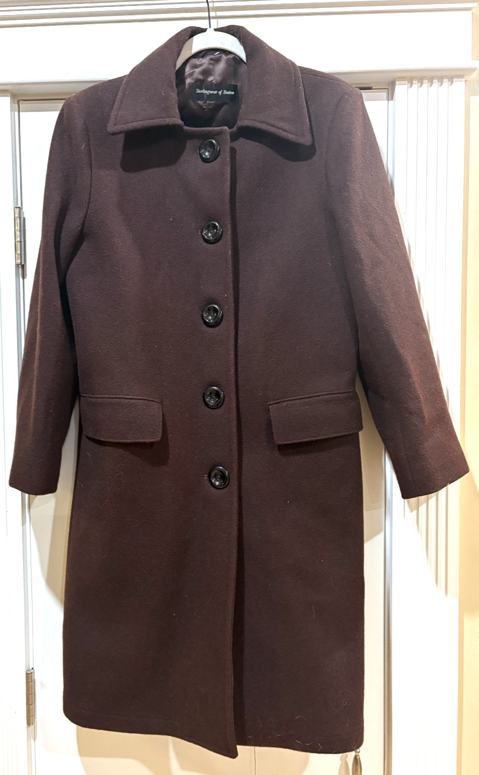 VTG STERLINGWEAR OF BOSTON Womens Pea Coat Wool Brown Made in USA Sz L