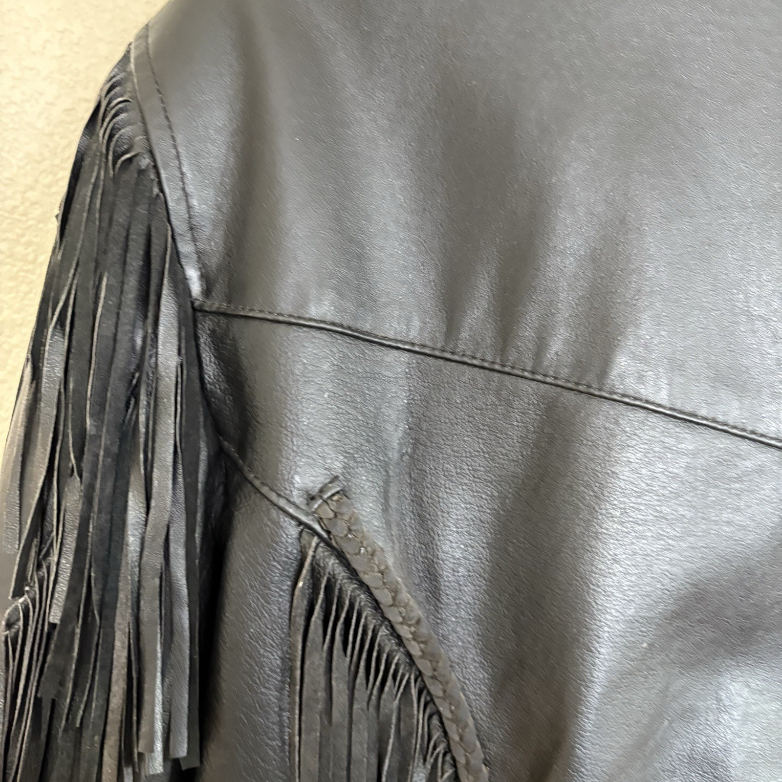 USA Bikers Dream Apparel size XXXL Women Black Leather Fringe Biker Jacket