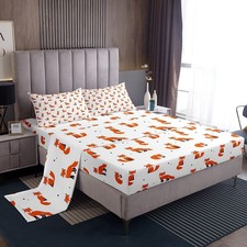 Feelyou Fox Bedding Set Cute Animal Pattern Bed Sheet Set for Kids Boys Girls...
