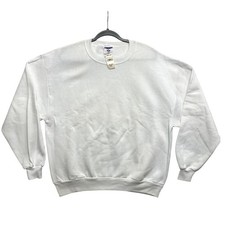 Vintage JERZEES Sweatshirt Mens Large White Long Sleeve Pullover Made in USA NWT