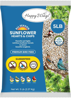 Sunflower Hearts & Chips - Sunflower Kernels and Chips Bird Food - 5 Lb No Mess,