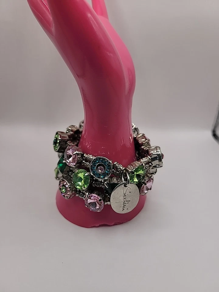 Vintage Sedini Crystal Statement Bracelet Silver Tone Rhinestone Designer Style - image 2 of 4