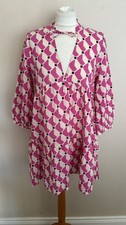 Zara Pink Cream Black Geometric Cotton Cadie Mini Smock Dress Size S UK 8 10 VGC