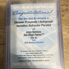 Topps 2026 Bowman Chrome Prospects Variation Refractor Auto Redemption CPA-JQ