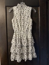Express White And Black Floral Ruffle Dress Size Small