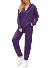 Casual Outfits for Women 2 Piece Tracksuit Spring Zip Up Loose Hoodie Sweatsu...