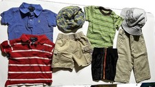 Bundle Baby Boy Clothes 12 Months - 2 Polos ,2 Hats, Pants, One Piece, 2 Shorts